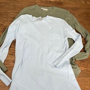 LOFT Olive and Light Blue Sweater Duo Size XS
